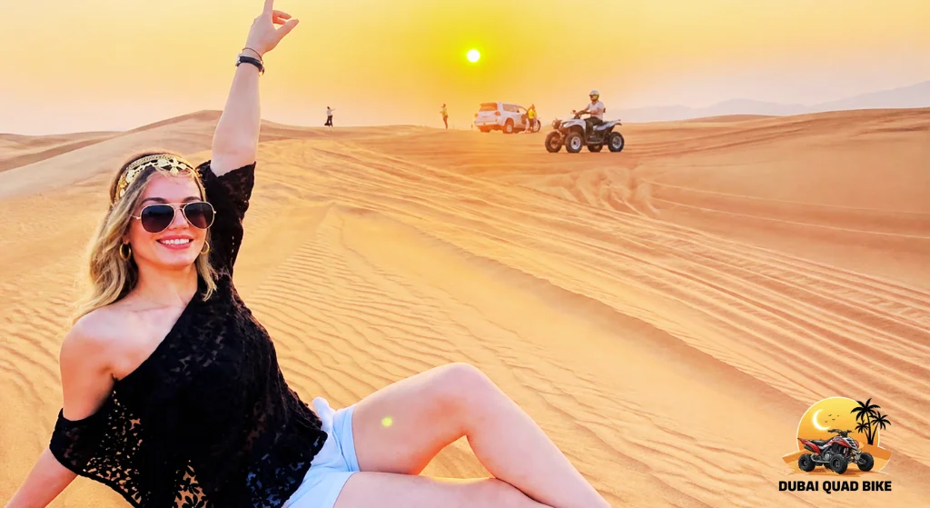 Early morning quad biking session in Dubai desert with fresh air, soft sunlight and quiet dunes creating a calm and smooth riding experience for beginners